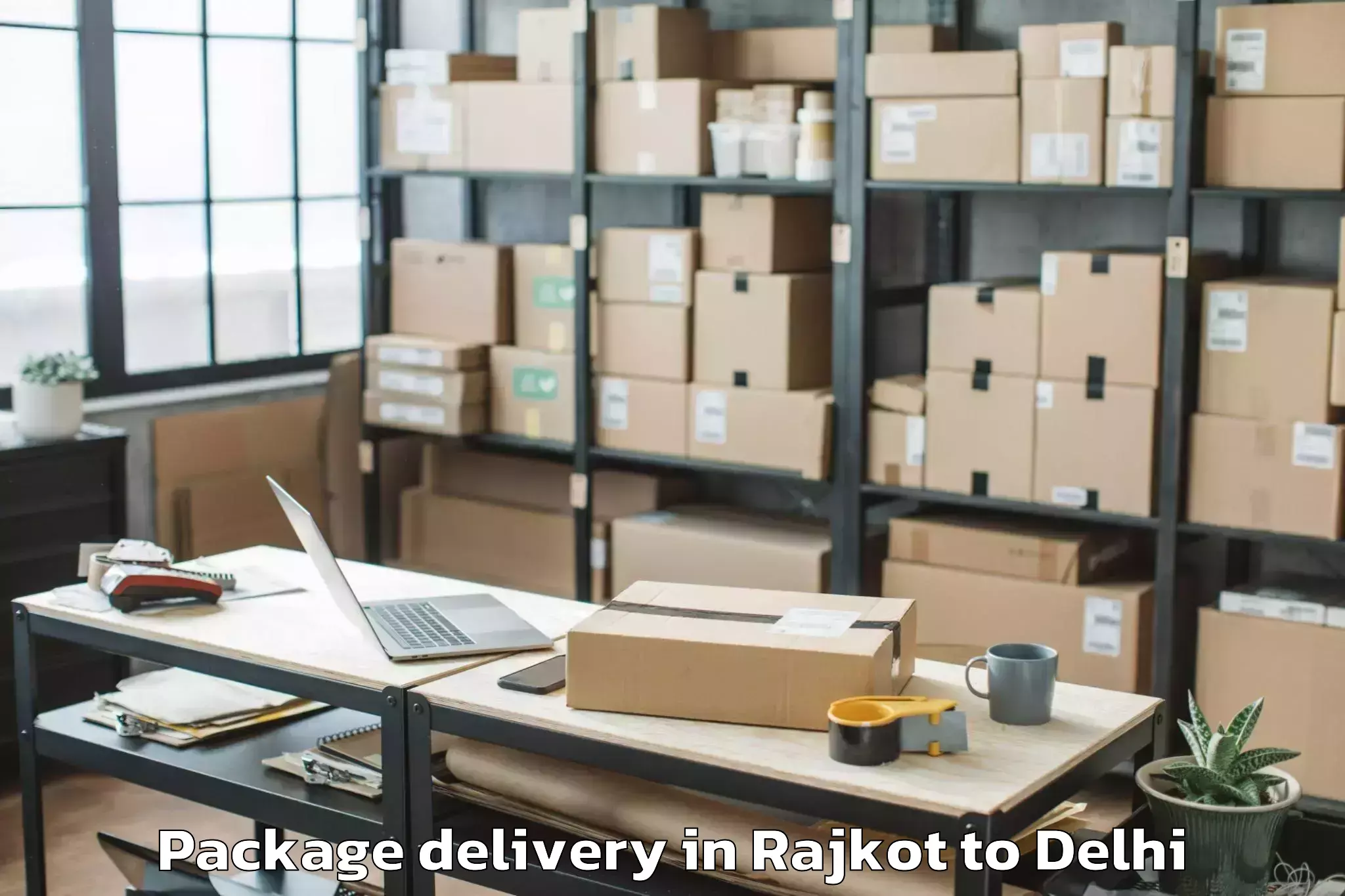 Professional Rajkot to Parsvnath Mall Akshardham Package Delivery